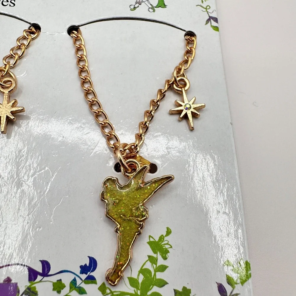 Vintage 80s Disney Tinker Bell BFF Best Forever Fairy Pendant Necklaces Jewelry